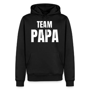 Team Papa pour la fête des pères - Sweat à capuche Premium bio Homme - noir - Devant - Nico (187cm)