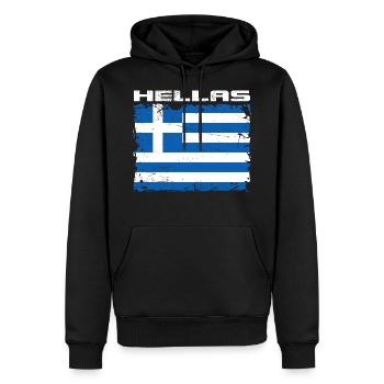 Grèce Drapeau Hellas - Sweat à capuche Premium bio Homme - noir - Devant - Nico (187cm)