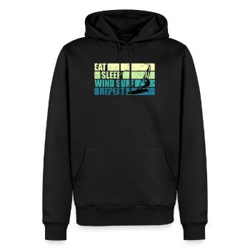 Vintage Windsurfer Geschenk Eat Sleep Windsurf - Männer Premium Bio Hoodie - Schwarz - Vorne - Nico (187cm)