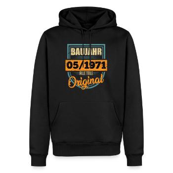 Year of construction 05/1971 Gift 50th birthday 50 years - Men’s Premium Organic Hoodie - black - Front - Nico (187cm)