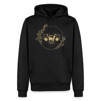 Utérus Feminisme femme Univers fleurs Enceinte - Sweat à capuche Premium bio Homme - noir - Devant - Nico (187cm)