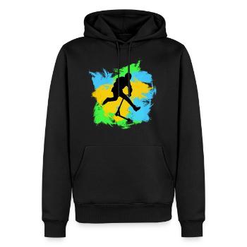 Freestyle-Roller - Männer Premium Bio Hoodie - Schwarz - Vorne - Nico (187cm)