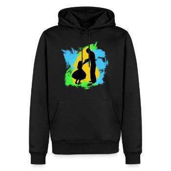 Père et fille - Sweat à capuche Premium bio Homme - noir - Devant - Nico (187cm)