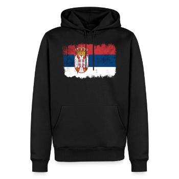 Drapeau de la Serbie - Sweat à capuche Premium bio Homme - noir - Devant - Nico (187cm)