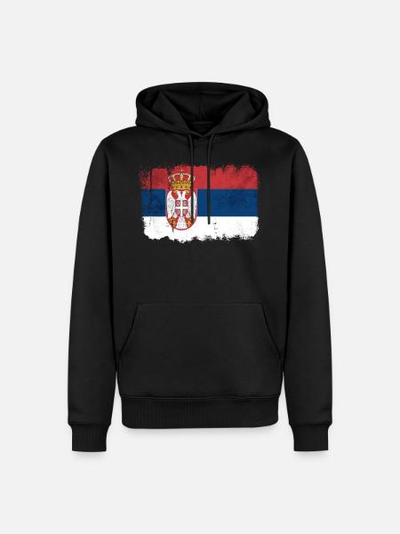 Serbien Flagge - Männer Premium Bio Hoodie - Schwarz