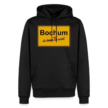 Bochum da komm ich wech - Männer Premium Bio Hoodie - Schwarz - Vorne - Nico (187cm)