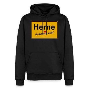 Herne da komm ich wech - Männer Premium Bio Hoodie - Schwarz - Vorne - Nico (187cm)