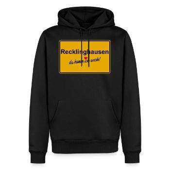 Recklinghausen da komm ich wech - Männer Premium Bio Hoodie - Schwarz - Vorne - Nico (187cm)
