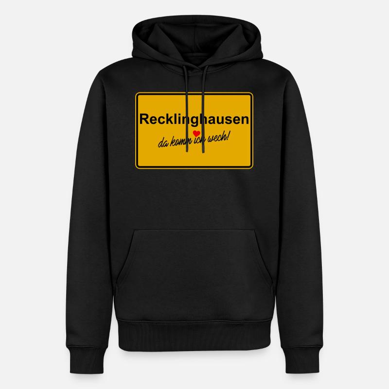 Recklinghausen da komm ich wech - Männer Premium Bio Hoodie - Schwarz
