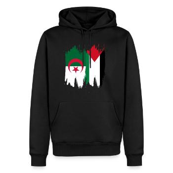 algeria & Palestine - Men’s Premium Organic Hoodie - black - Front - Nico (187cm)