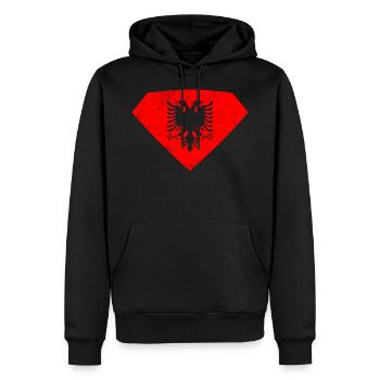 Pavillon albanais - Sweat à capuche Premium bio Homme - noir - Devant - Nico (187cm)
