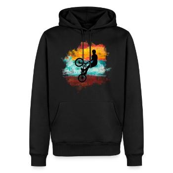 Bmx ,vélo - Sweat à capuche Premium bio Homme - noir - Devant - Nico (187cm)