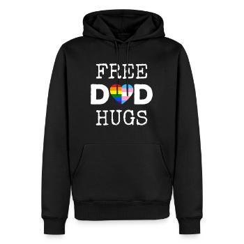 Free Dad Hugs II - Rainbow Gay Trans Pride - Sweat à capuche Premium bio Homme - noir - Devant - Nico (187cm)