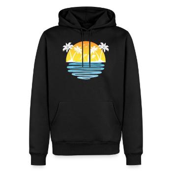 Palmiers Été soleil mer et plage - Sweat à capuche Premium bio Homme - noir - Devant - Nico (187cm)
