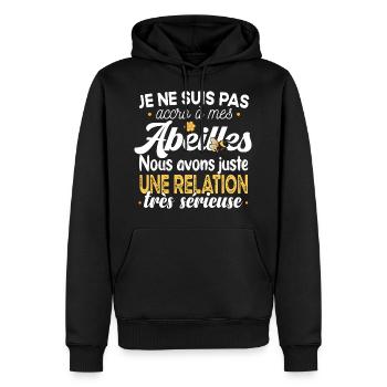 Abeille abeilles. Apiculture apiculteur. Cadeau - Sweat à capuche Premium bio Homme - noir - Devant - Nico (187cm)