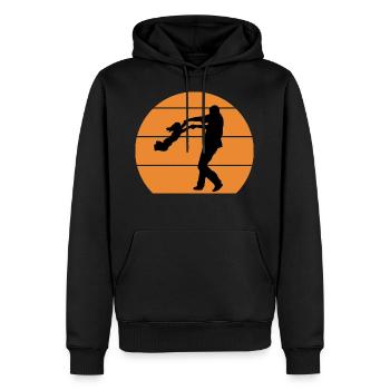 Père et fille - Sweat à capuche Premium bio Homme - noir - Devant - Nico (187cm)