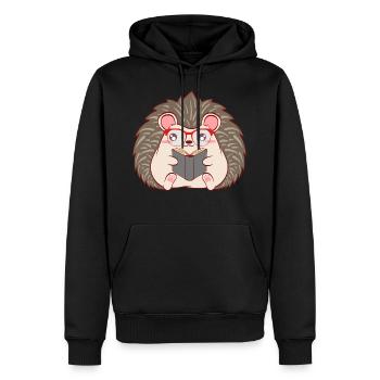 Hedgehog "Reader" Christmas Design For Students - Men’s Premium Organic Hoodie - black - Front - Nico (187cm)