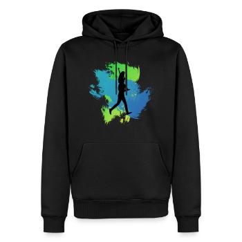 Père et fille - Sweat à capuche Premium bio Homme - noir - Devant - Nico (187cm)