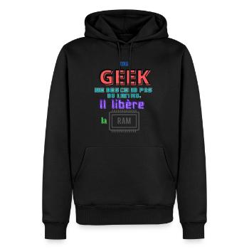 Un Geek (Metro/RAM) - Sweat à capuche Premium bio Homme - noir - Devant - Nico (187cm)