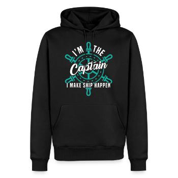 Ich bin der Kapitän, für den ich Ship Happen designiere - Männer Premium Bio Hoodie - Schwarz - Vorne - Nico (187cm)
