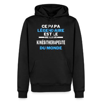 papa légendaire est le Meilleur KINÉSITHERAPEUTE - Sweat à capuche Premium bio Homme - noir - Devant - Nico (187cm)