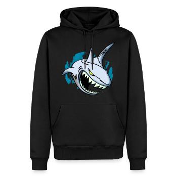 Hai - Männer Premium Bio Hoodie - Schwarz - Vorne - Nico (187cm)