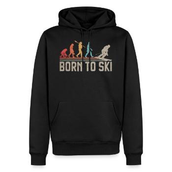 Born To Ski Evolution of Man Gift for skiers - Men’s Premium Organic Hoodie - black - Front - Nico (187cm)