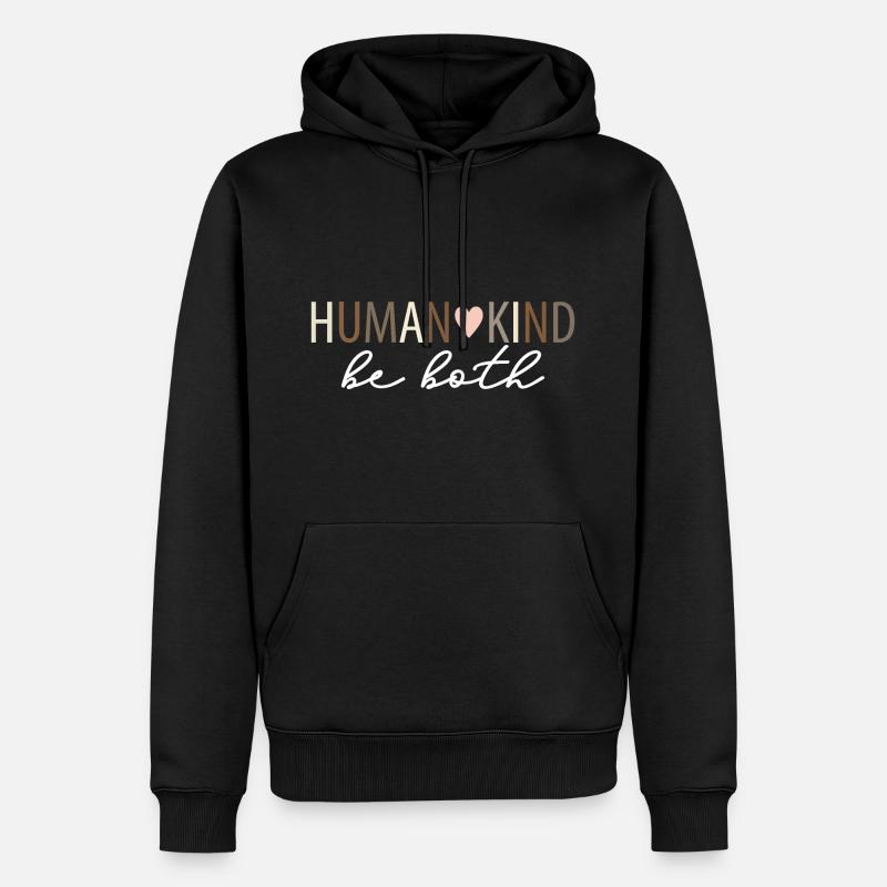 Human Kind Be Both Retro Be Human Coloré - Sweat à capuche Premium bio Homme - noir
