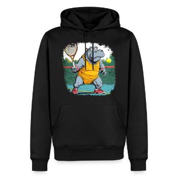 Nilpferde Tennis - Männer Premium Bio Hoodie - Schwarz - Vorne - Nico (187cm)