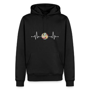 Volleyball Player Pulse Heartbeat Ball Retro White - Men’s Premium Organic Hoodie - black - Front - Nico (187cm)
