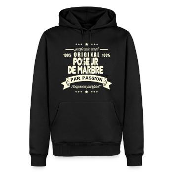 Poseur de marbre Original - Sweat à capuche Premium bio Homme - noir - Devant - Nico (187cm)