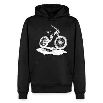 Vététiste - Sweat à capuche Premium bio Homme - noir - Devant - Nico (187cm)