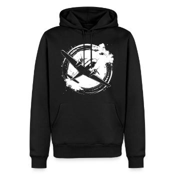 Flugzeug Skizze - Männer Premium Bio Hoodie - Schwarz - Vorne - Nico (187cm)