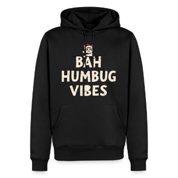 Bah Humbug Vibes Chat Père Noël - Sweat à capuche Premium bio Homme - noir - Devant - Nico (187cm)