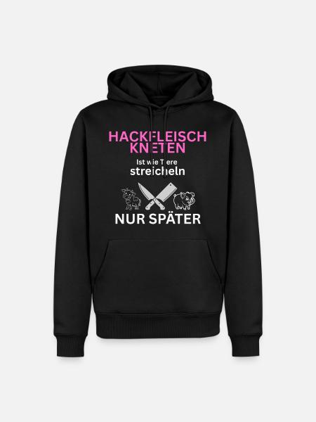 Fleisch Esser - Tiere streicheln-nur Später - Männer Premium Bio Hoodie - Schwarz