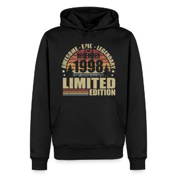 Décembre 1998 - Édition Limitée Décembre 1998 - Sweat à capuche Premium bio Homme - noir - Devant - Nico (187cm)