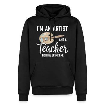 Professeur d’art Professeur d’artiste - Sweat à capuche Premium bio Homme - noir - Devant - Nico (187cm)