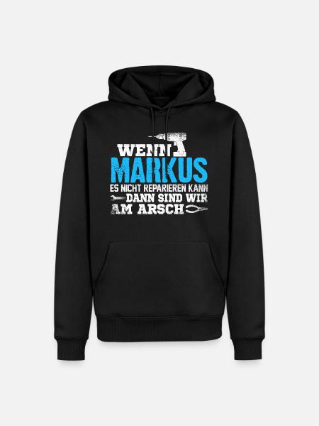 MARKUS - kann es reparieren - Männer Premium Bio Hoodie - Schwarz
