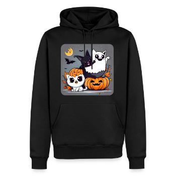 Ghost Trio Black Cat, Bat and Ghost - Men’s Premium Organic Hoodie - black - Front - Nico (187cm)
