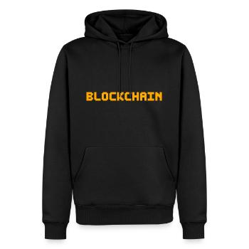 Blockchain Pixel - Männer Premium Bio Hoodie - Schwarz - Vorne - Nico (187cm)