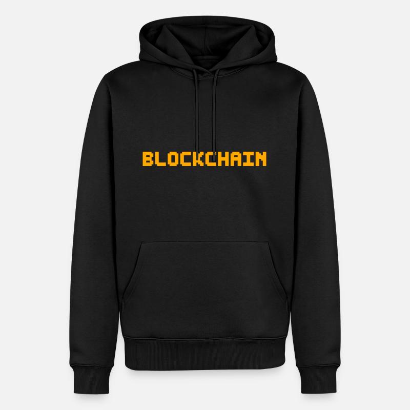 Blockchain Pixel - Männer Premium Bio Hoodie - Schwarz