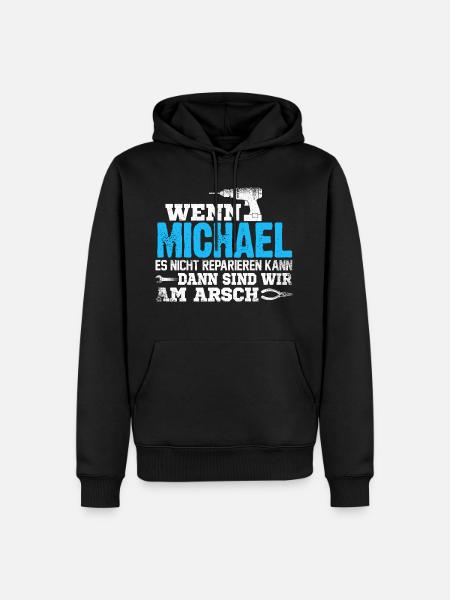 MICHAEL - kann es reparieren - Männer Premium Bio Hoodie - Schwarz