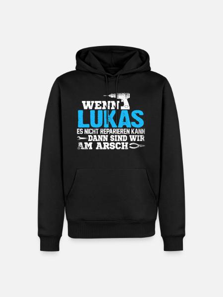 LUKAS - kann es reparieren - Männer Premium Bio Hoodie - Schwarz