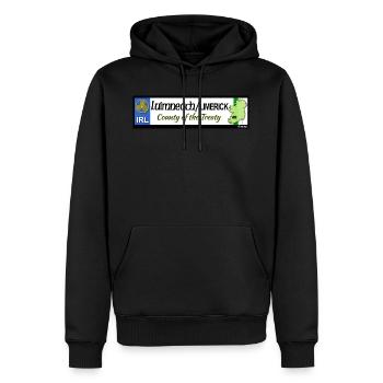 LIMERICK, IRELAND: licence plate tag style decal - Men’s Premium Organic Hoodie - black - Front - Nico (187cm)