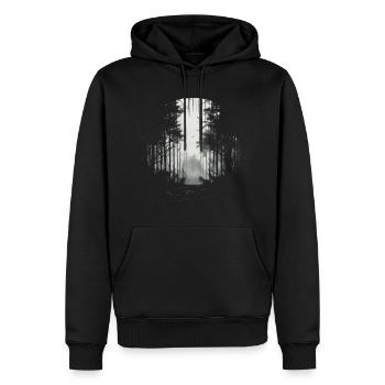 Mystischer Wald Bäume Natur - Männer Premium Bio Hoodie - Schwarz - Vorne - Nico (187cm)