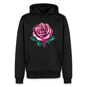 Pink Rose III - Sweat à capuche Premium bio Homme - noir - Devant - Nico (187cm)