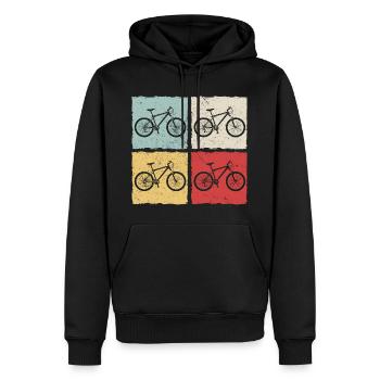 Bicycle Cyclist Wheel Retro Mountain Bike - Men’s Premium Organic Hoodie - black - Front - Nico (187cm)