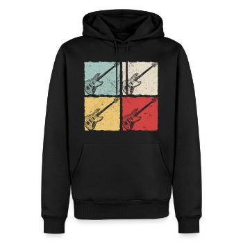 Guitare Electrique Guitariste Retro Cadeau - Sweat à capuche Premium bio Homme - noir - Devant - Nico (187cm)