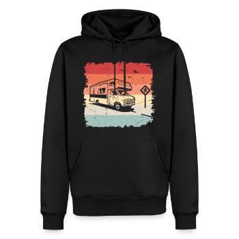 Camper Wohnmobil Trekking Geschenk Retro Vintage - Männer Premium Bio Hoodie - Schwarz - Vorne - Nico (187cm)