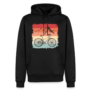 Vélo Cycliste Roue Rétro Cadeau - Sweat à capuche Premium bio Homme - noir - Devant - Nico (187cm)
